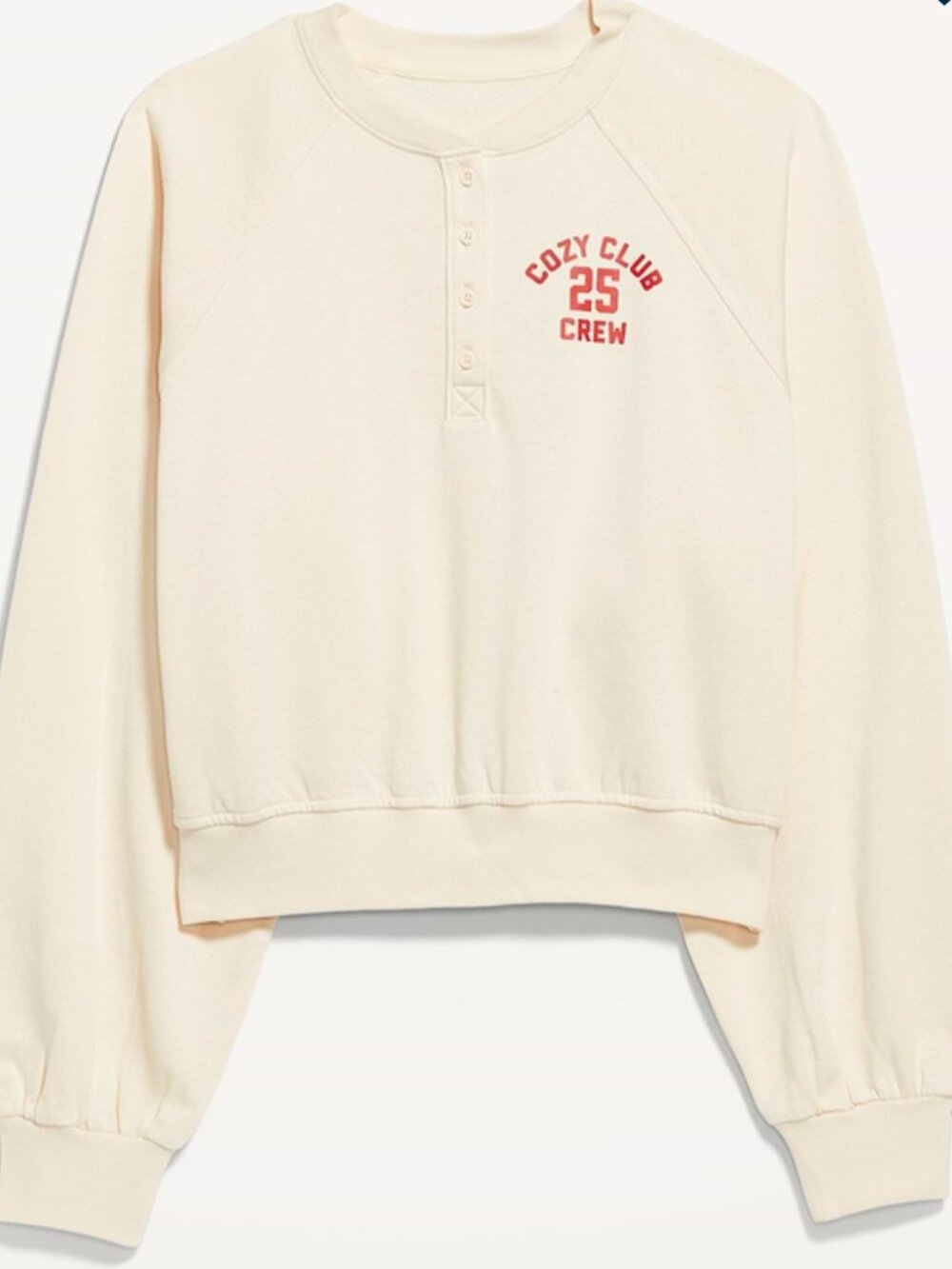 Old Navy Socomfy Oversized Button-Front Graphic Sweatshirt 2X NWT